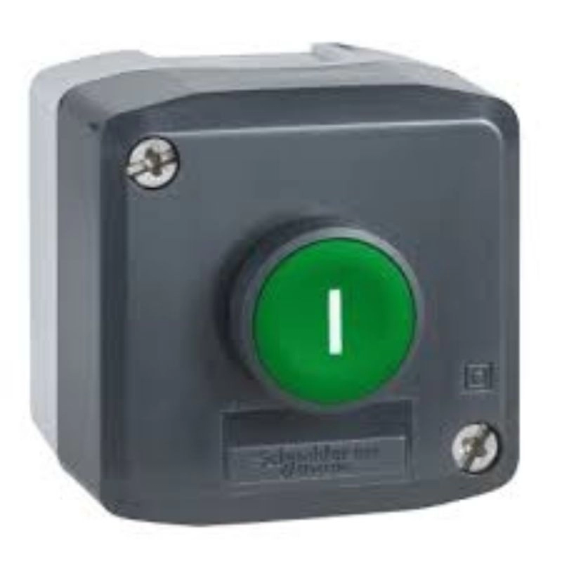 Botonera de plástico con pulsador verde 